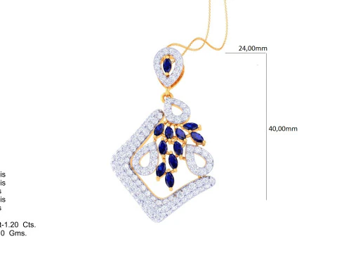 3D Printable Cad jewelry design of Lady diamond Pendant 3D Model