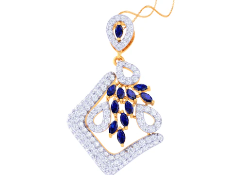 3D Printable Cad jewelry design of Lady diamond Pendant 3D Model