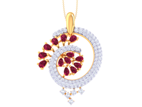3D Printable Cad jewelry design of Lady diamond Pendant Modelo 3D