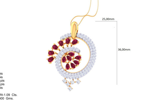 3D Printable Cad jewelry design of Lady diamond Pendant Modello 3D