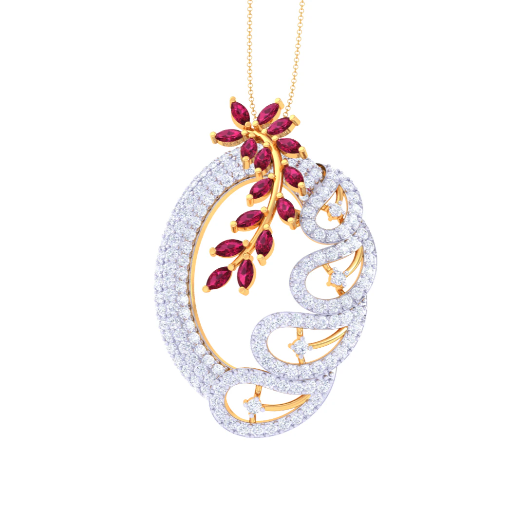 3D Printable Cad jewelry design of Lady diamond Pendant 3D Model .c4d .max .obj .3ds .fbx .stl .blend 