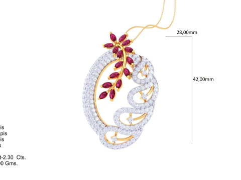 3D Printable Cad jewelry design of Lady diamond Pendant 3D Model