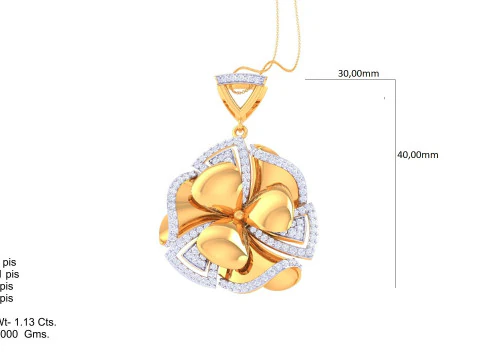 3D Printable Cad jewelry design of Lady diamond Pendant 3D Model