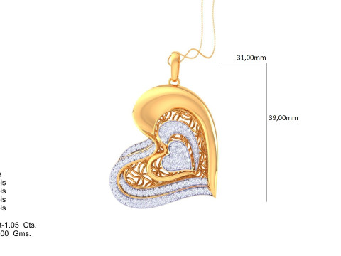 3D Printable Cad jewelry design of Lady diamond Pendant Modelo 3D