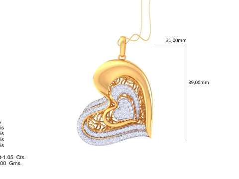 3D Printable Cad jewelry design of Lady diamond Pendant 3D Model