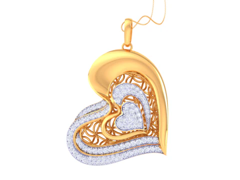 3D Printable Cad jewelry design of Lady diamond Pendant 3D Model