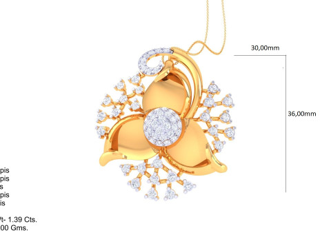 3D Printable Cad jewelry design of Lady diamond Pendant 3D 모델