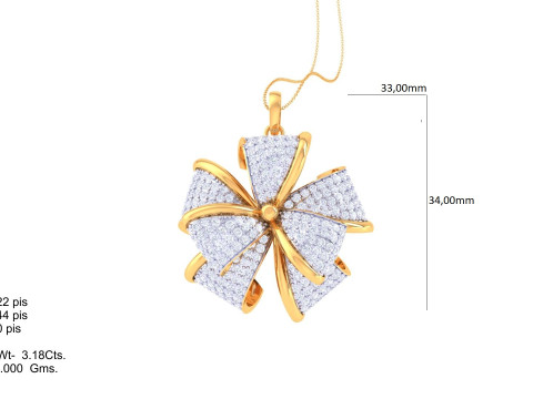 3D Printable Cad jewelry design of Lady diamond Pendant 3D Model