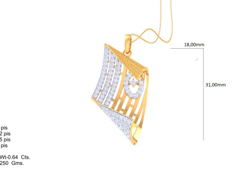 3D Printable Cad jewelry design of Lady diamond Pendant 3D Model