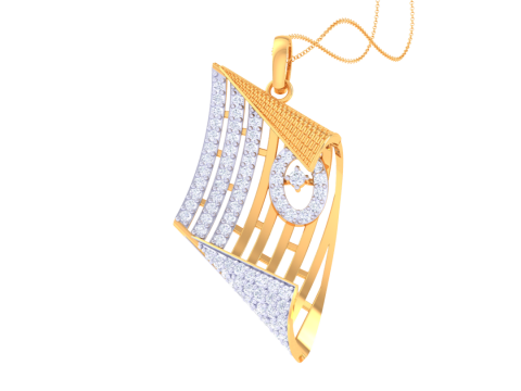 3D Printable Cad jewelry design of Lady diamond Pendant Modelo 3D