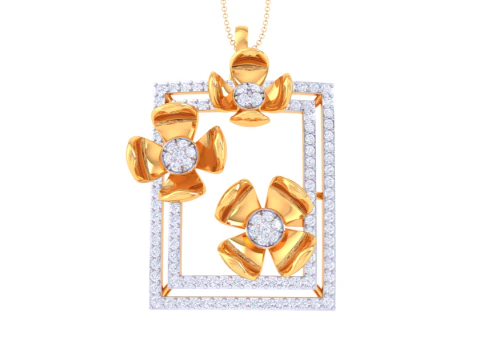 女士钻石吊坠的 3D 可打印 Cad 珠宝设计 3D 模型