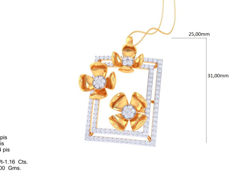 3D Printable Cad jewelry design of Lady diamond Pendant 3D Модель