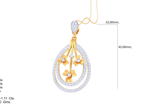 3D Printable Cad jewelry design of Lady diamond Pendant Model 3D