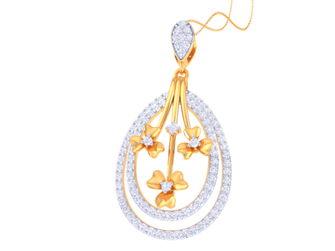 3D Printable Cad jewelry design of Lady diamond Pendant Model 3D