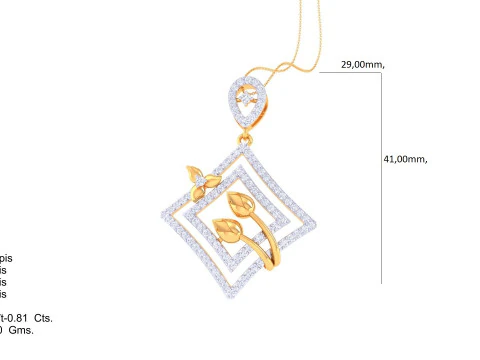 3D Printable Cad jewelry design of Lady diamond Pendant 3D Model
