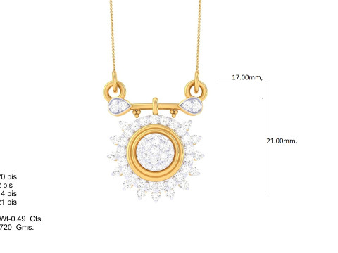 3D Printable Cad jewelry design of Lady diamond Pendant Model 3D