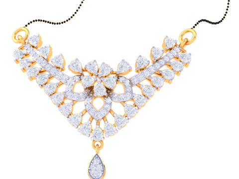 3D Printable Cad jewelry design of Lady diamond Pendant 3D Model