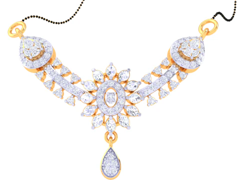 3D Printable Cad jewelry design of Lady diamond Pendant 3D Model