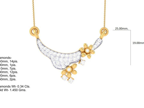 3D Printable Cad jewelry design of Lady diamond Pendant 3D Model