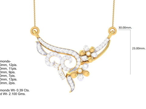3D Printable Cad jewelry design of Lady diamond Pendant 3D Model