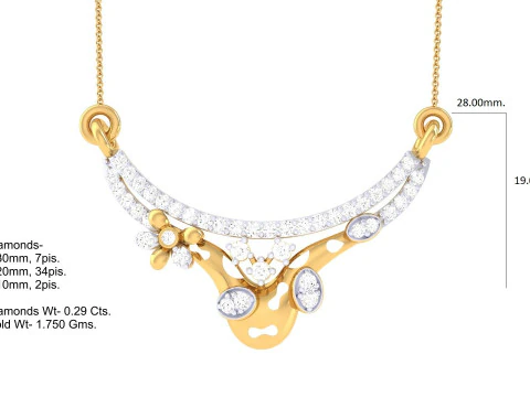 3D Printable Cad jewelry design of Lady diamond Pendant 3D Model