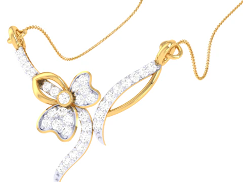 3D Printable Cad jewelry design of Lady diamond Pendant 3D Model