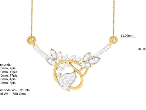 3D Printable Cad jewelry design of Lady diamond Pendant 3D Model