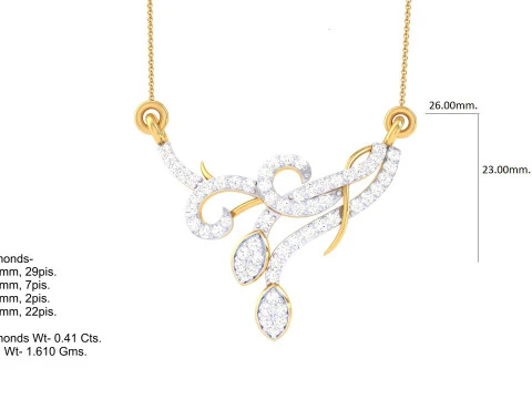 3D Printable Cad jewelry design of Lady diamond Pendant 3D Model