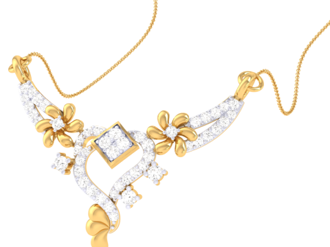 3D Printable Cad jewelry design of Lady diamond Pendant Model 3D
