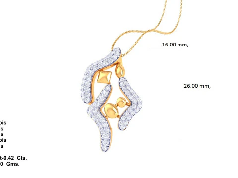3D Printable Cad jewelry design of Lady diamond Pendant 3D Model