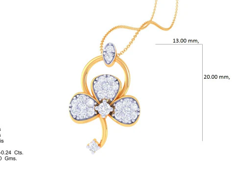 3D Printable Cad jewelry design of Lady diamond Pendant 3D Model