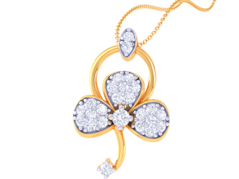 3D Printable Cad jewelry design of Lady diamond Pendant 3D Model