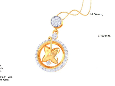 3D Printable Cad jewelry design of Lady diamond Pendant 3D Model