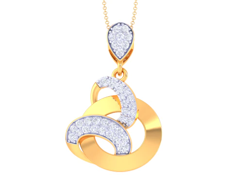 लेडी डायमंड पेंडेंट का 3डी प्रिंट करने योग्य कैड आभूषण डिजाइन 3D मॉडल