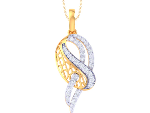 3D Printable Cad jewelry design of Lady diamond Pendant 3D Model