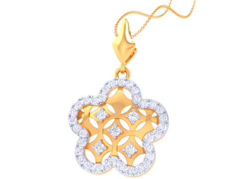 3D Printable Cad jewelry design of Lady diamond Pendant 3D Model