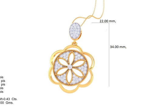 3D Printable Cad jewelry design of Lady diamond Pendant 3D Model