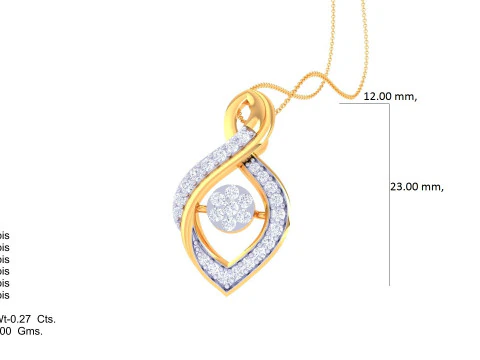 3D Printable Cad jewelry design of Lady diamond Pendant 3D Model