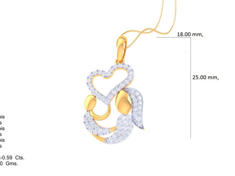 3D Printable Cad jewelry design of Lady diamond Pendant Model 3D