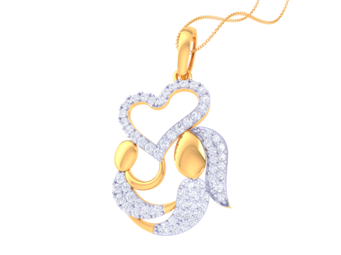 3D Printable Cad jewelry design of Lady diamond Pendant Model 3D