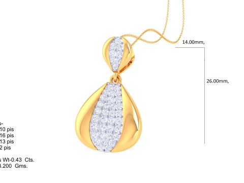 3D Printable Cad jewelry design of Lady diamond Pendant 3D Model