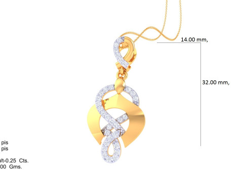3D Printable Cad jewelry design of Lady diamond Pendant 3D Модель