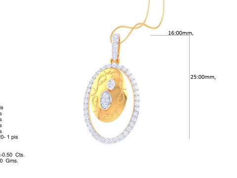 3D Printable Cad jewelry design of Lady diamond Pendant 3D Model