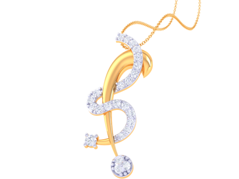 3D Printable Cad jewelry design of Lady diamond Pendant 3D Model
