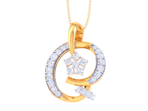 レディ ダイヤモンド ペンダントの 3D 印刷可能な Cad ジュエリー デザイン 3Dモデル