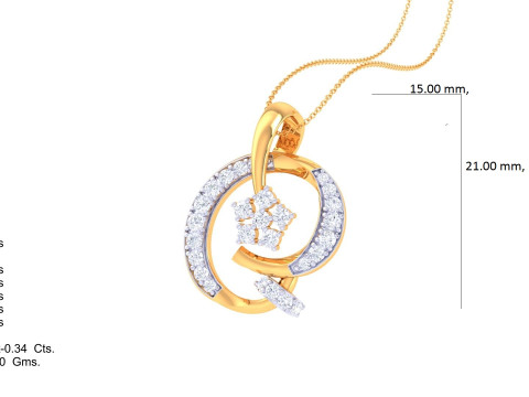 3D Printable Cad jewelry design of Lady diamond Pendant Modelo 3D