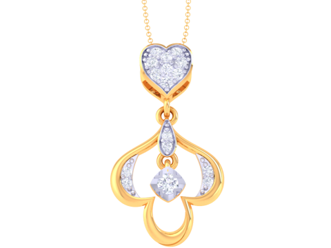 3D Printable Cad jewelry design of Lady diamond Pendant Modelo 3D