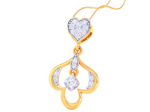 3D Printable Cad jewelry design of Lady diamond Pendant Modelo 3D
