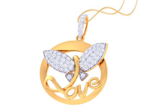 3D Printable Cad jewelry design of Lady diamond Pendant 3D Model