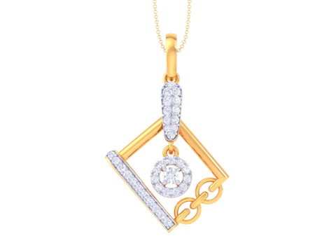 Design di gioielli Cad stampabile in 3D del pendente con diamanti Lady Modello 3D